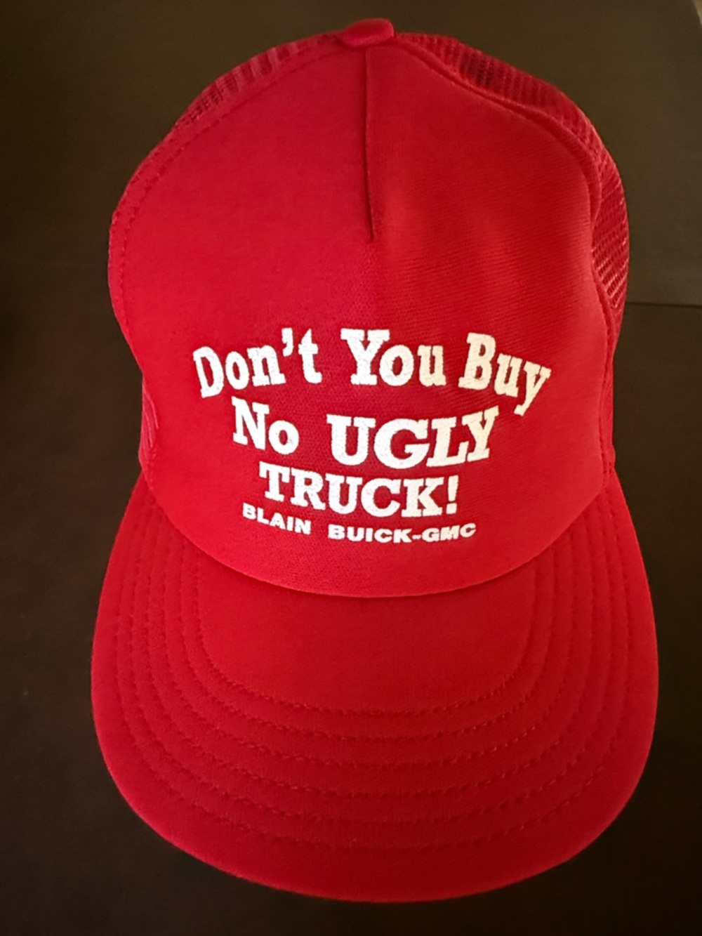 Vintage 80’s Red 'Don't You Buy No Ugly Truck!' Trucker Hat